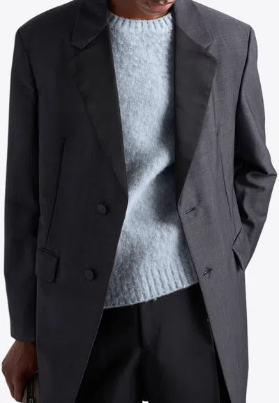 Prada Brushed Wool Sweater In Light Blue