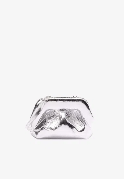 Themoirè Gea Pineapple Metallic Clutch In Silver