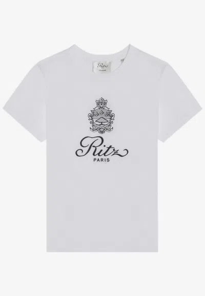 Frame Ritz Solid Baby Embroidered T-shirt In White
