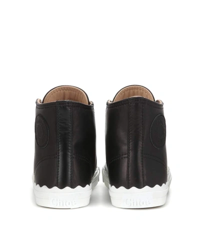 Shop Chloé High-top Leather Sneakers In Llack
