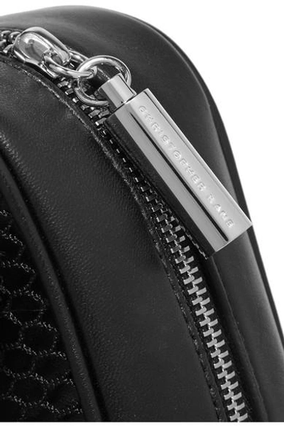 Shop Christopher Kane Appliquéd Mesh And Leather Shoulder Bag
