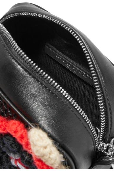 Shop Christopher Kane Appliquéd Mesh And Leather Shoulder Bag