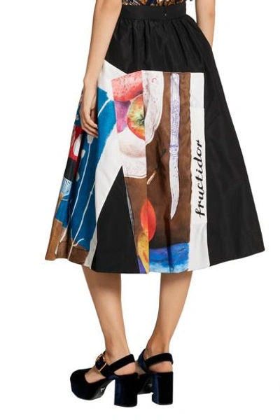 Shop Prada Printed Silk-faille Midi Skirt In Black