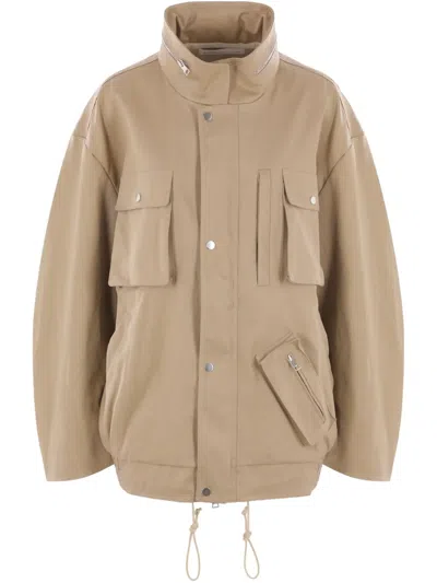 Niccolò Pasqualetti Drawstring Hem High Collar Utility Jacket In Nude