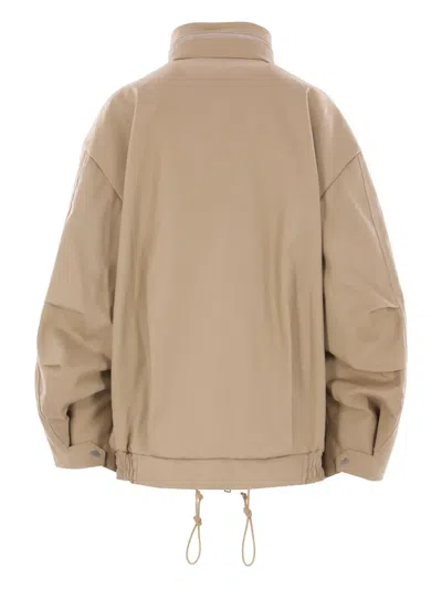 Niccolò Pasqualetti Drawstring Hem High Collar Utility Jacket In Nude