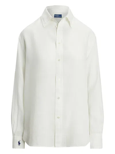 Polo Ralph Lauren Oversize Fit Linen Shirt In White