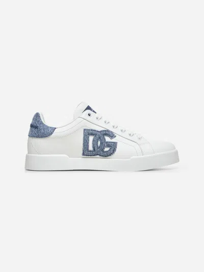 Dolce & Gabbana White Leather Portofino Sneakers