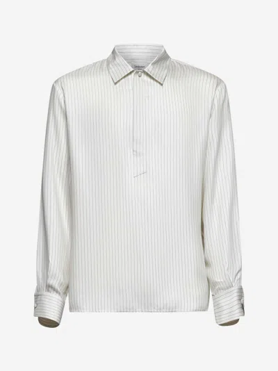 Saint Laurent Striped Pattern Tunic Shirt With Point Collar