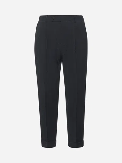 D4.0 Blue Stretch Cotton Riviera Elastic Trousers