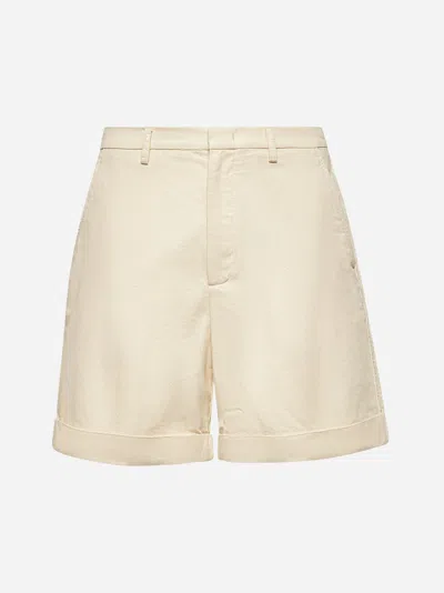 Valentino Ecru Cotton And Linen Bermuda Shorts