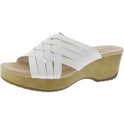 Easy Works By Easy Street Womens Strappy Man Made Platform Sandals In White