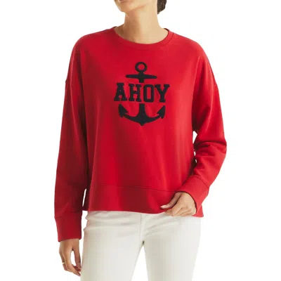 Nautica Jeans Co. Womens Graphic Cotton Sweatshirt In Red