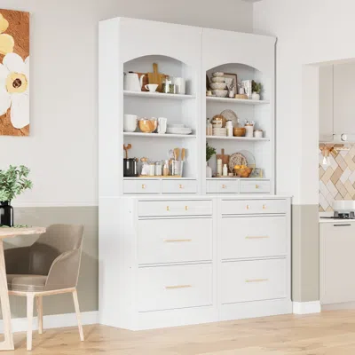 Streamdale Furniture Streamdale Freestanding Kitchen Pantry With Faux Marble Top (set Of 2)