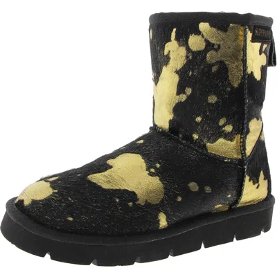 Superlamb Turano 7.5 Womens Fleece Lined Sheepskin Booties In Black