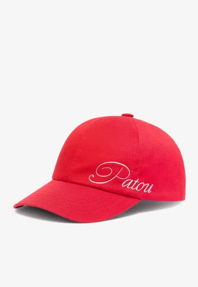 Patou Logo-embroidered Cap In Red