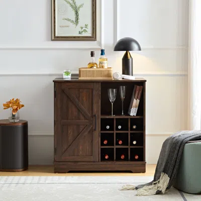 Streamdale Furniture Streamdale Farmhouse Wine Bar Cabinet With Wine Rack And Bar Door