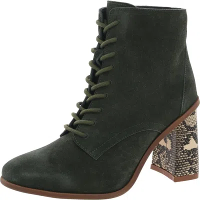 Journee Signature Edda Womens Lace-up Faux Suede Combat & Lace-up Boots In Green