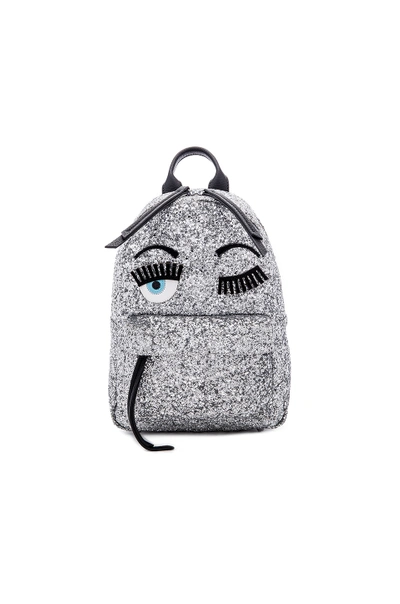 Shop Chiara Ferragni Flirting Backpack In Silver