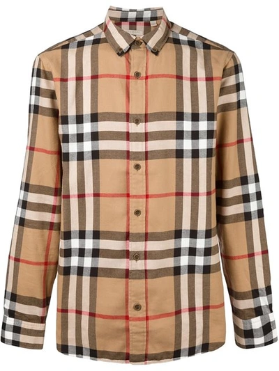 Burberry Richard Checked Cotton-flannel Shirt In Brown