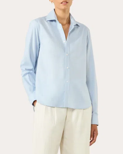 With Nothing Underneath Women's The Classic Brushed Cotton-wool Button-up Shirt In Blue