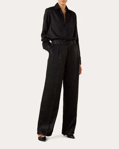 With Nothing Underneath Women's Rampling Satin Tencel Wide-leg Trousers In Black