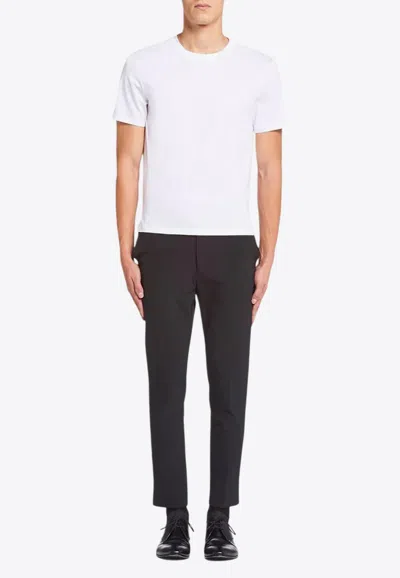 Prada Logo Embroidered T-shirt In White