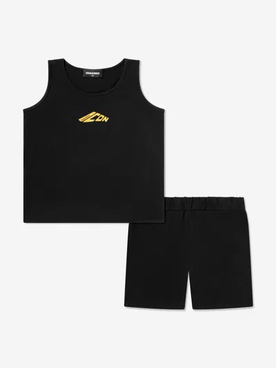 Dsquared2 Branded Icon New Generation Short Pajamas In Black