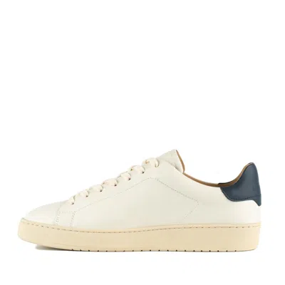 Hogan Cassetta Pelle Bianco Sneakers With Contrasting Blue Spoiler In White, Blue