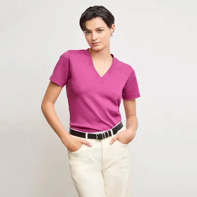 M.m.lafleur M. M.lafleur Lee Organic Pima Cotton V-neck T-shirt In White
