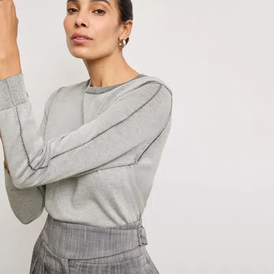 M.m.lafleur The Larissa Pointelle Sweater - Cotton Silk Knit In Black