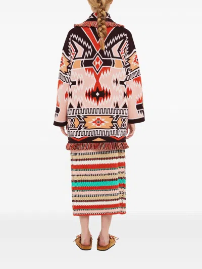 Alanui Geometric Roots Cardigan With Vibrant Fringe Trims