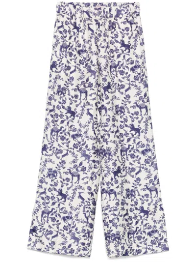 Alberto Biani Blue Printed Trousers
