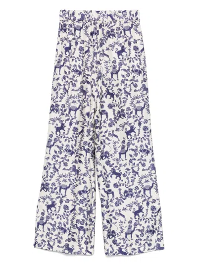 Alberto Biani Blue Printed Trousers