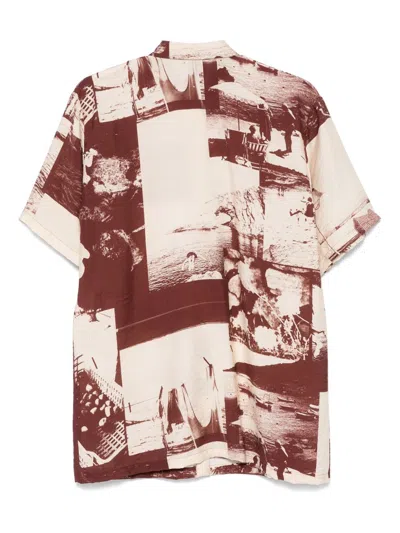 Alysi Lapel Short-sleeved Shirt In Burgundy