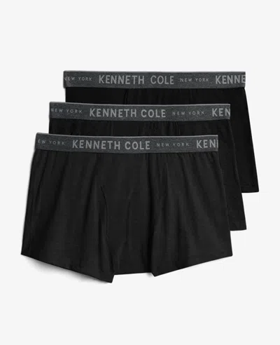 Kenneth Cole Cotton Stretch Trunks 3-pack In Black
