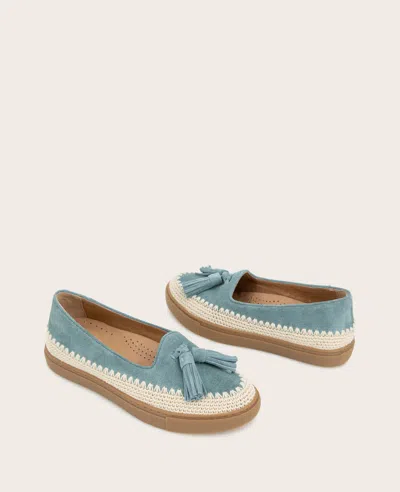 Gentle Souls - Citrus Tassel Suede Platform Slip On In Light Blue Suede