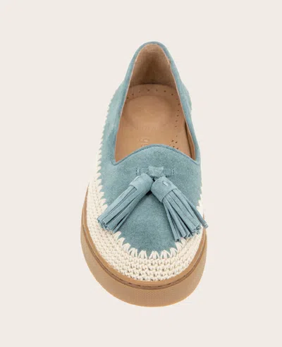 Gentle Souls - Citrus Tassel Suede Platform Slip On In Light Blue Suede