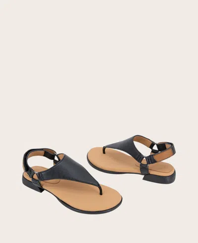 Gentle Souls - Holly Leather Ankle Strap Thong In Black Leather