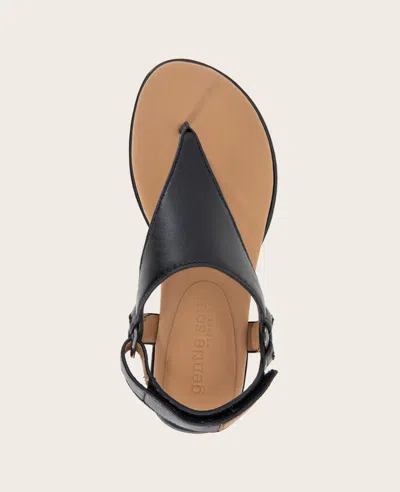 Gentle Souls - Holly Leather Ankle Strap Thong In Black Leather
