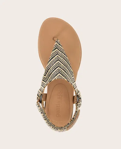 Gentle Souls - Holly Raffia Ankle Strap Thong In Black,tan Raffia