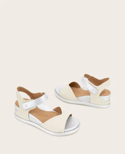 Gentle Souls - Jalleen Metallic Combo Ankle Strap Wedge In Stone Nubuck