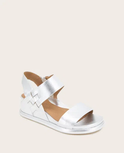 Gentle Souls - Jolisa Metallic Woven Detail Wedge In Silver Leather