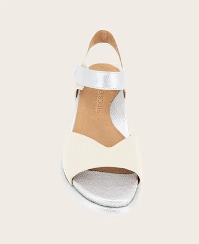Gentle Souls - Jalleen Metallic Combo Ankle Strap Wedge In Stone Nubuck