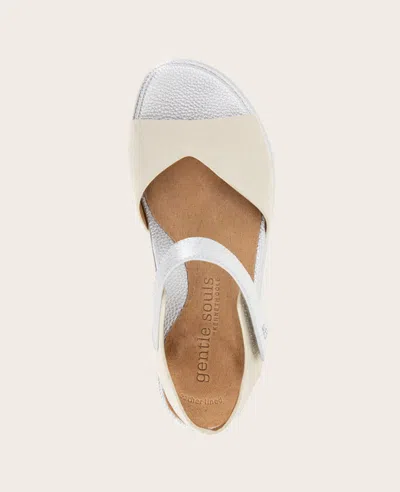 Gentle Souls - Jalleen Metallic Combo Ankle Strap Wedge In Stone Nubuck