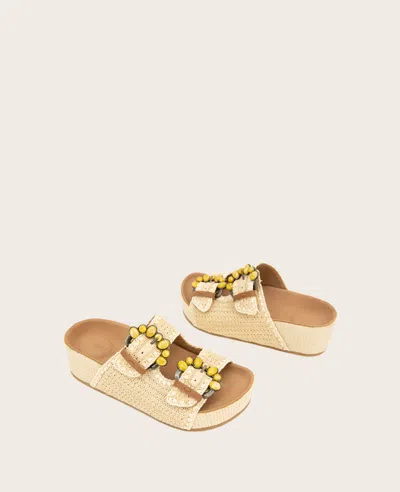 Gentle Souls - Kendall Raffia Wrap Buckle Wedge In Natural Raffia