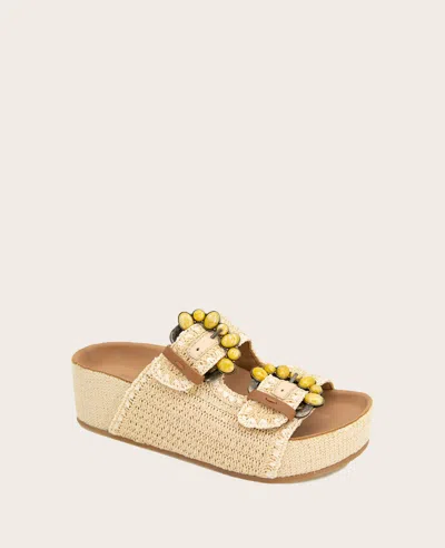 Gentle Souls - Kendall Raffia Wrap Buckle Wedge In Natural Raffia