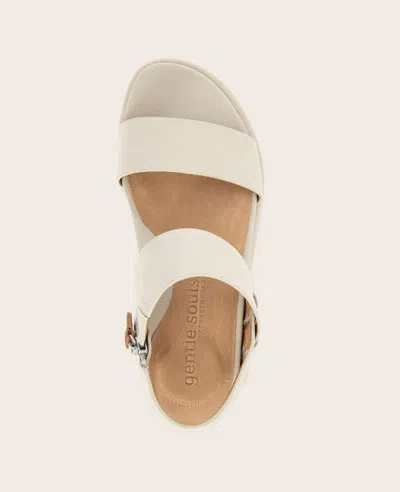 Gentle Souls - Jolisa Leather Woven Detail Wedge In Stone Leather