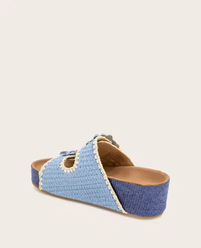 Gentle Souls - Kendall Raffia Wrap Buckle Wedge In Light Blue Raffia