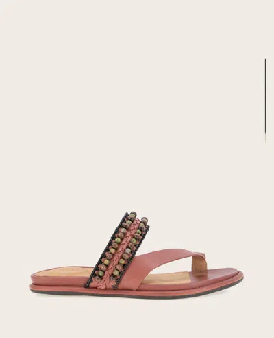 Gentle Souls - Lentini Leather Beaded Sandal In Mahogany Leather