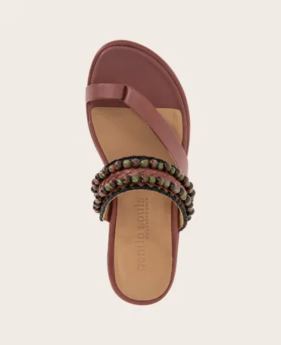 Gentle Souls - Lentini Leather Beaded Sandal In Mahogany Leather